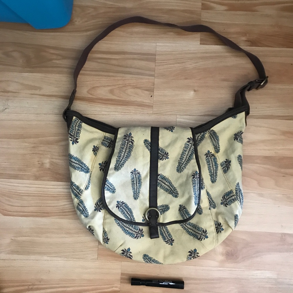 Lucky Brand Large Canvas & Leather Hobo Bag